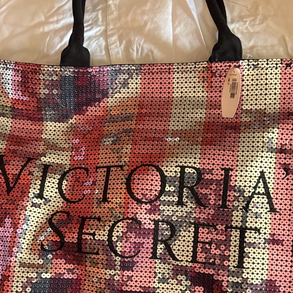 Victoria's Secret Handbags - Victoria's Secret Pink, Gold & Black Sequin Tote